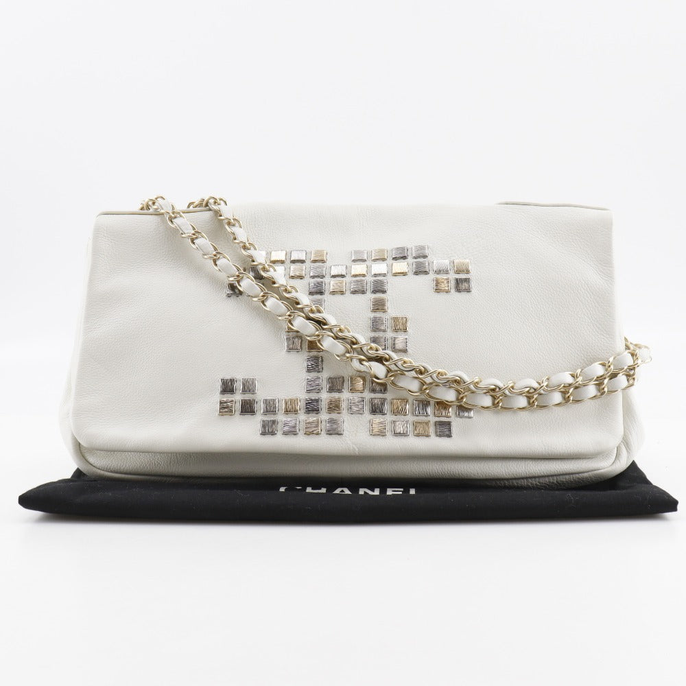 CHANEL Shoulder Bag A46041 lambskin white Double chain COCO Mark ChainShoulder Women Used Authentic
