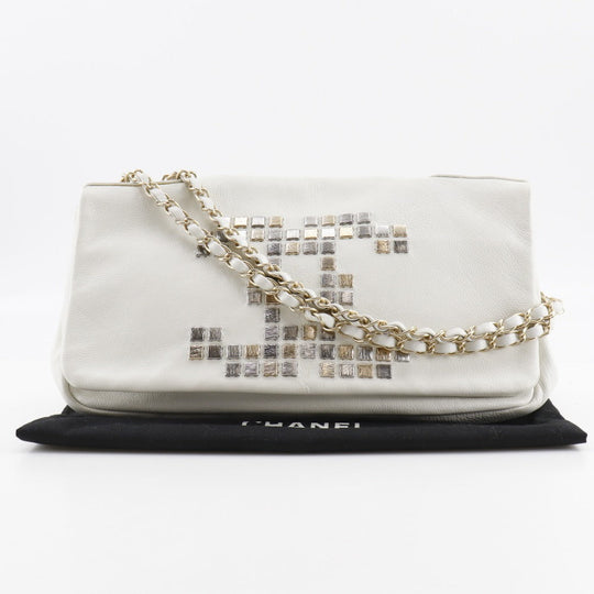 CHANEL Shoulder Bag A46041 lambskin white Double chain COCO Mark ChainShoulder Women Used Authentic