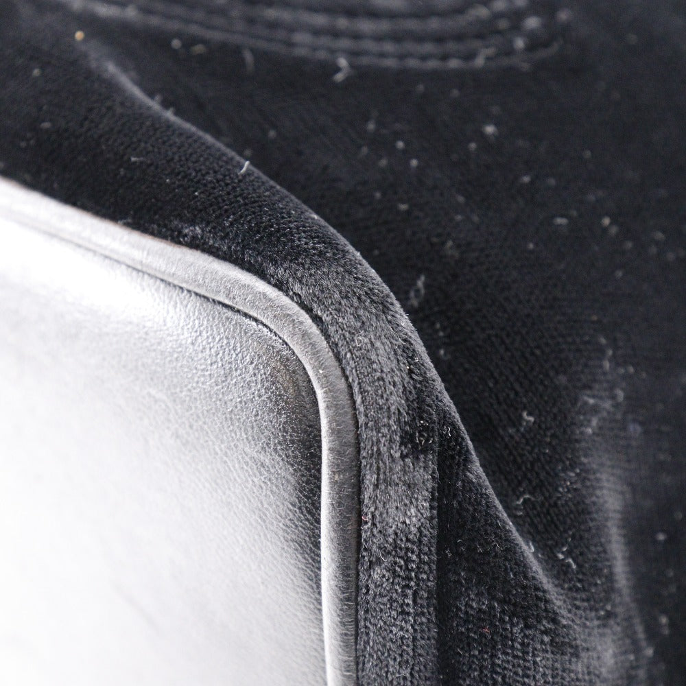 CHANEL Shoulder Bag Velour, Calfskin black COCO Mark Drawstring purse Chain Shoulder Women Used Authentic