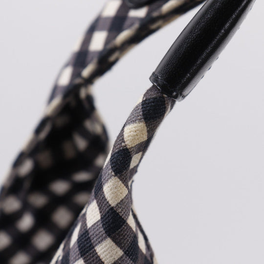 CHANEL Boston Duffel bag canvas Black / white Cruise line Gingham Check Tote Women Used Authentic