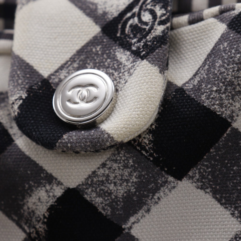CHANEL Boston Duffel bag canvas Black / white Cruise line Gingham Check Tote Women Used Authentic