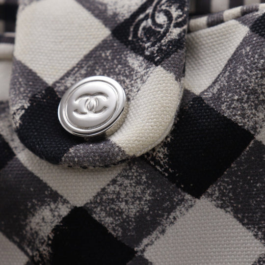 CHANEL Boston Duffel bag canvas Black / white Cruise line Gingham Check Tote Women Used Authentic