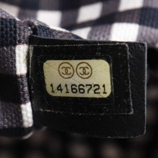 CHANEL Boston Duffel bag canvas Black / white Cruise line Gingham Check Tote Women Used Authentic