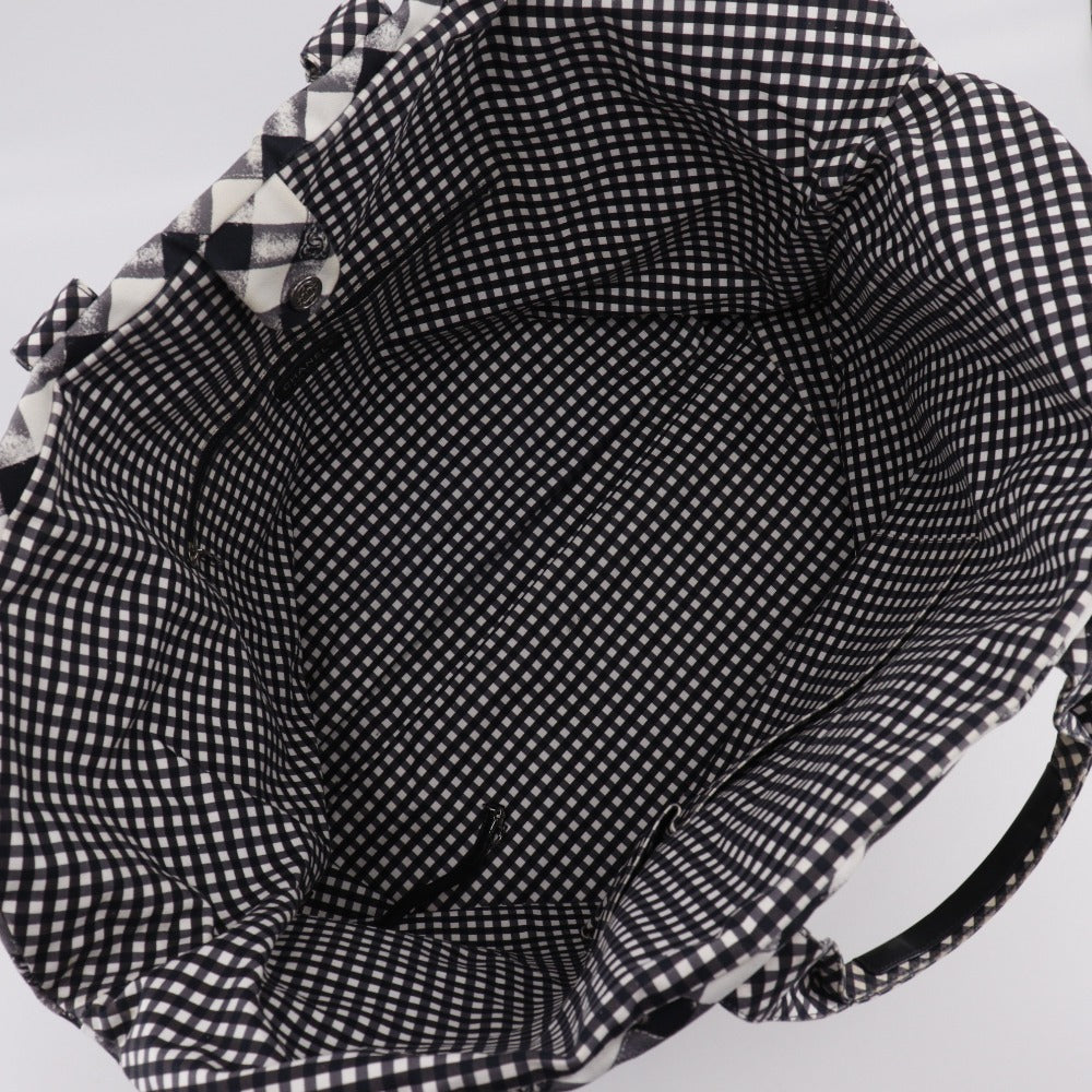 CHANEL Boston Duffel bag canvas Black / white Cruise line Gingham Check Tote Women Used Authentic
