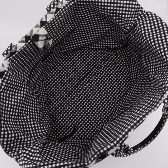 CHANEL Boston Duffel bag canvas Black / white Cruise line Gingham Check Tote Women Used Authentic