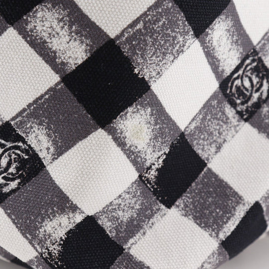 CHANEL Boston Duffel bag canvas Black / white Cruise line Gingham Check Tote Women Used Authentic
