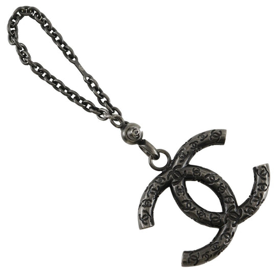 CHANEL charm metallic black COCO Mark Women Used Authentic