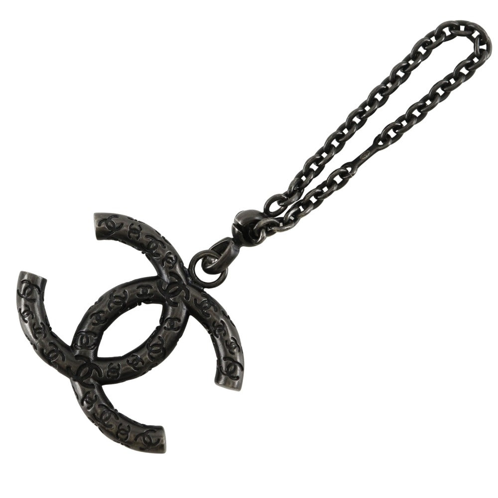 CHANEL charm metallic black COCO Mark Women Used Authentic