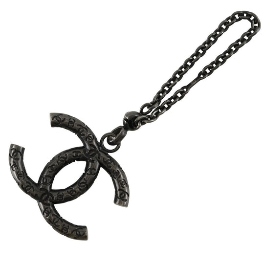 CHANEL charm metallic black COCO Mark Women Used Authentic