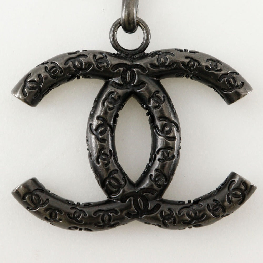 CHANEL charm metallic black COCO Mark Women Used Authentic
