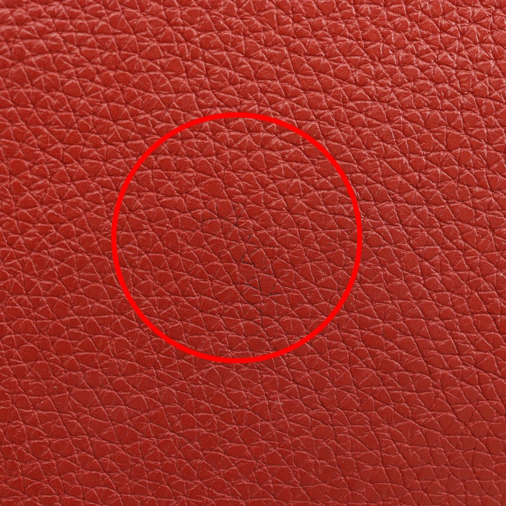HERMES Long Wallet Purse Taurillon Clemence Red Dogon GM Women Used Authentic