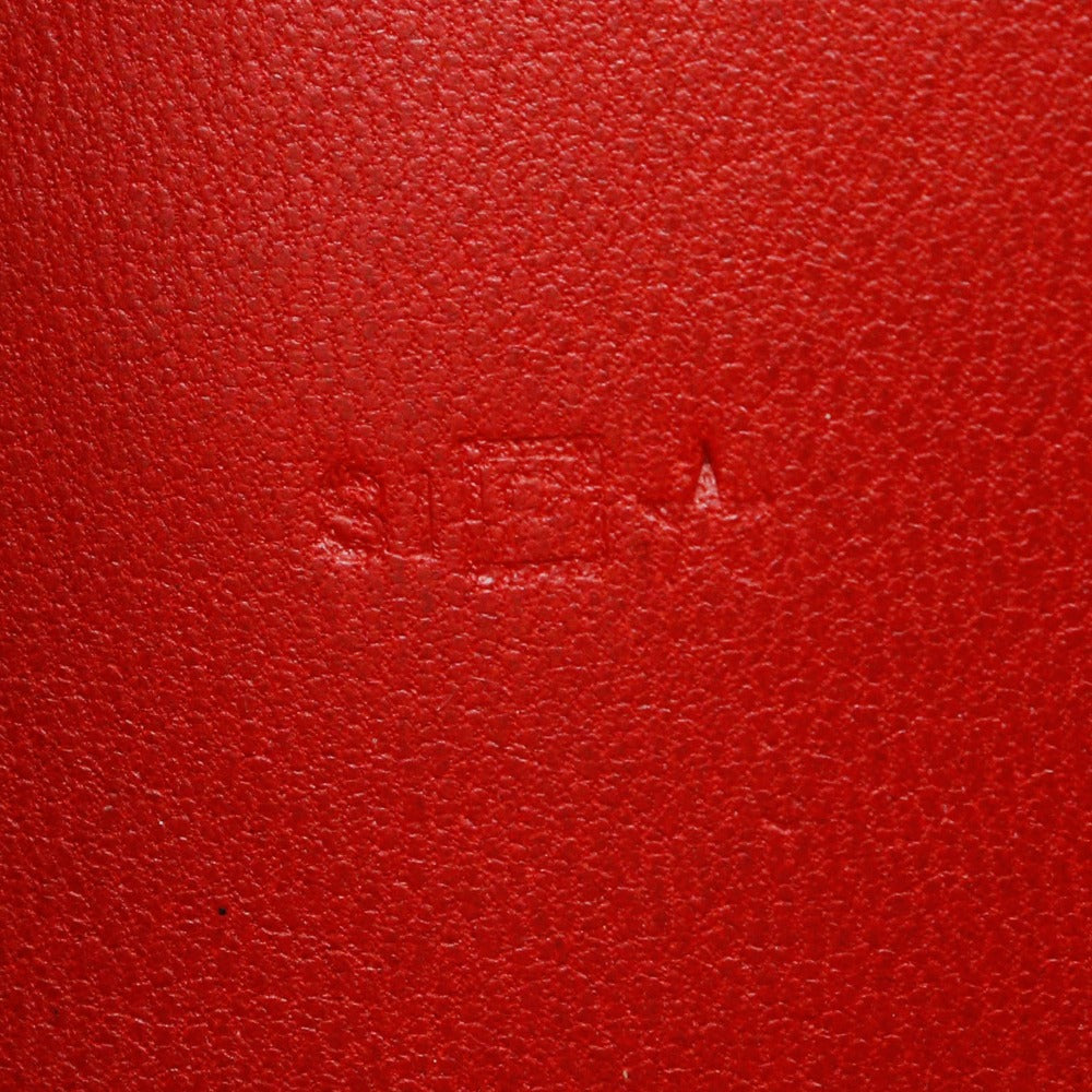 HERMES Long Wallet Purse Taurillon Clemence Red Dogon GM Women Used Authentic