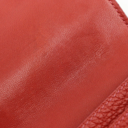 HERMES Long Wallet Purse Taurillon Clemence Red Dogon GM Women Used Authentic