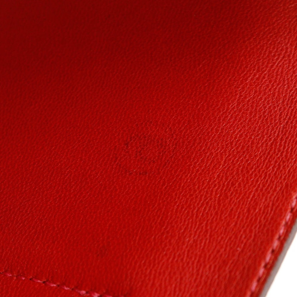 HERMES Long Wallet Purse Taurillon Clemence Red Dogon GM Women Used Authentic