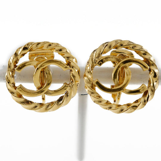 CHANEL Earring Plated Gold gold vintage COCO Mark Women Used Authentic
