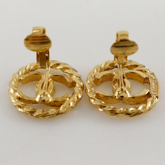 CHANEL Earring Plated Gold gold vintage COCO Mark Women Used Authentic