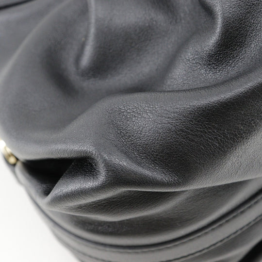 BVLGARI Handbag leather black 2WAYShoulder Chandra Women Used Authentic