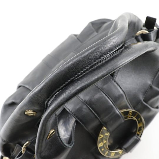 BVLGARI Handbag leather black 2WAYShoulder Chandra Women Used Authentic