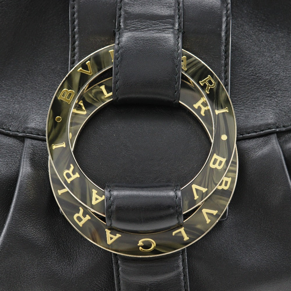 BVLGARI Handbag leather black 2WAYShoulder Chandra Women Used Authentic