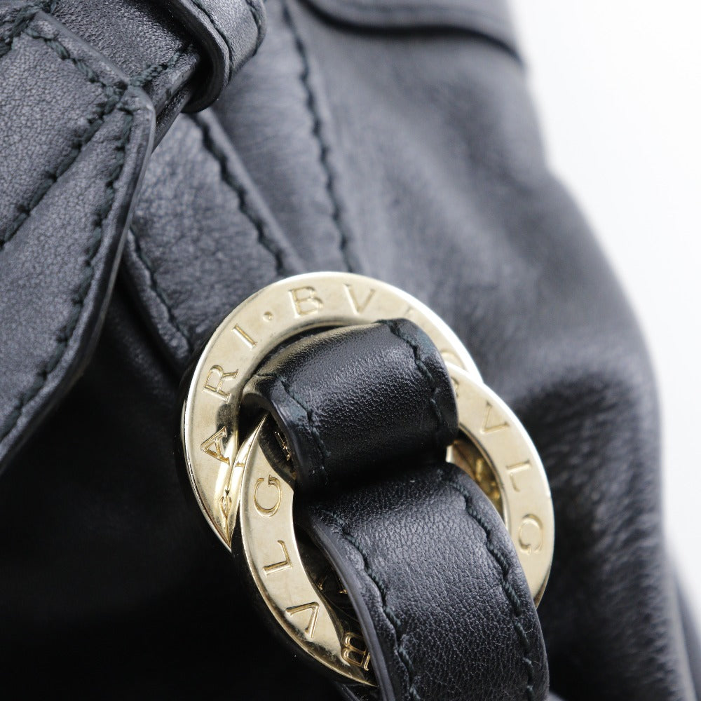 BVLGARI Handbag leather black 2WAYShoulder Chandra Women Used Authentic