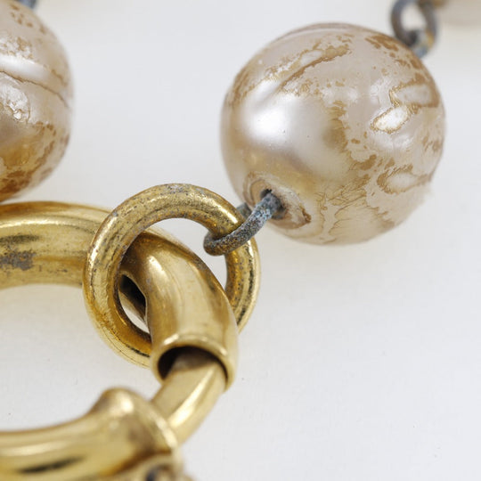 CHANEL Necklace Plated Gold, Faux Pearl gold vintage lava Women Used Authentic