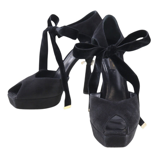 LOUIS VUITTON Sandals Suede black 37 1/2