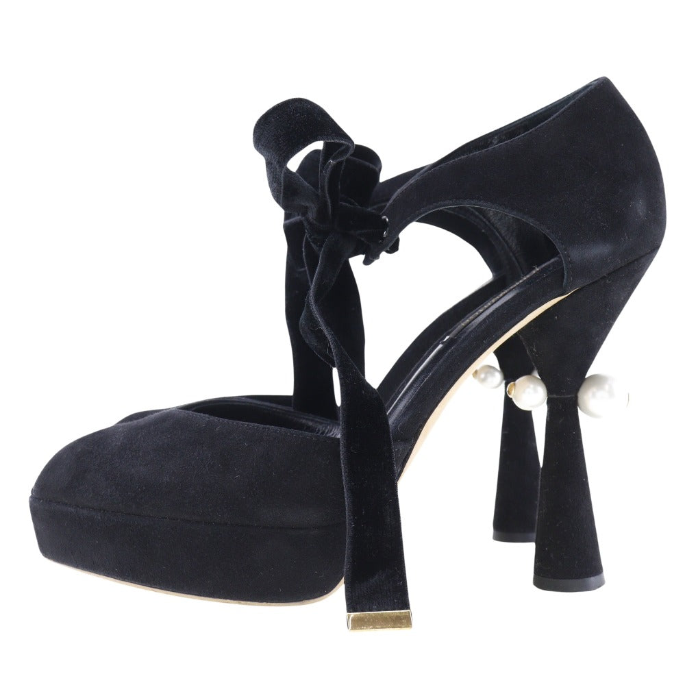LOUIS VUITTON Sandals Suede black 37 1/2