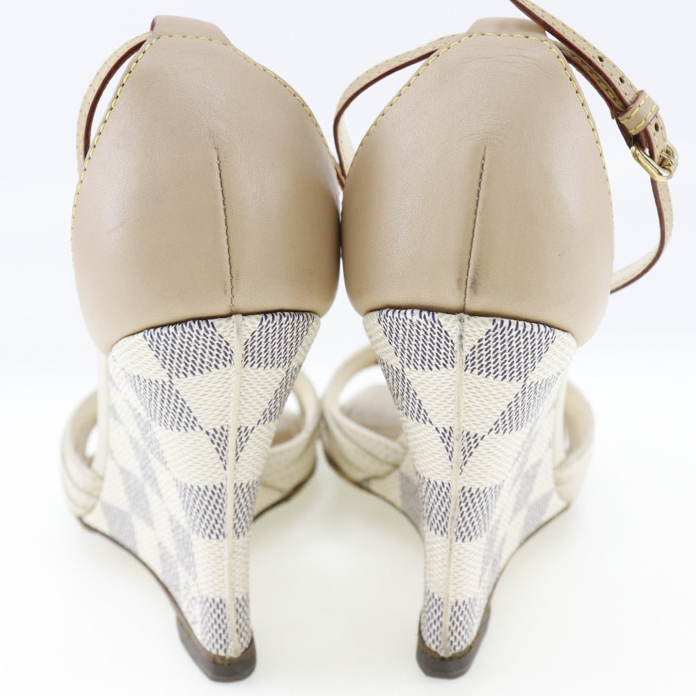 LOUIS VUITTON Sandals Damier Azur Canvas white Damier Azur Women 38 Used Authentic