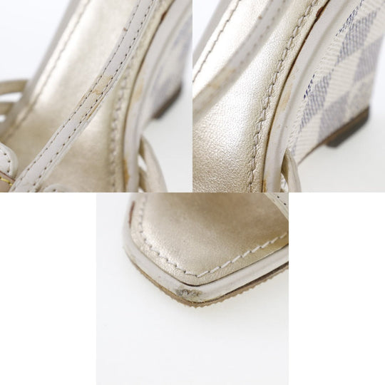 LOUIS VUITTON Sandals Damier Azur Canvas white Damier Azur Women 38 Used Authentic