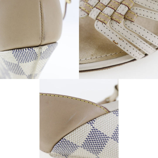LOUIS VUITTON Sandals Damier Azur Canvas white Damier Azur Women 38 Used Authentic