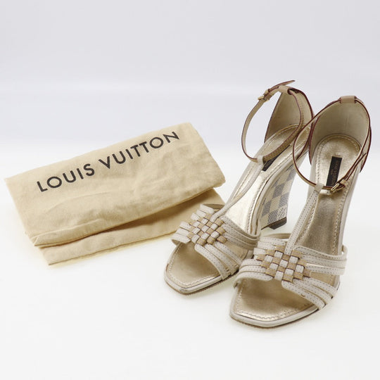 LOUIS VUITTON Sandals Damier Azur Canvas white Damier Azur Women 38 Used Authentic