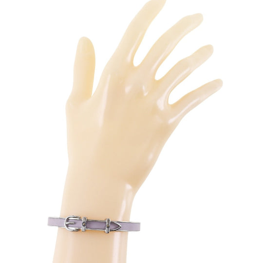 HERMES Bangle metallic Silver Belt motif Women Used Authentic