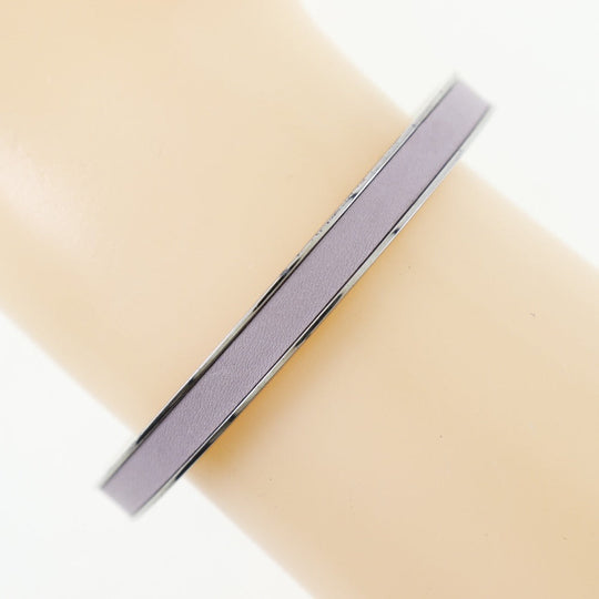 HERMES Bangle metallic Silver Belt motif Women Used Authentic
