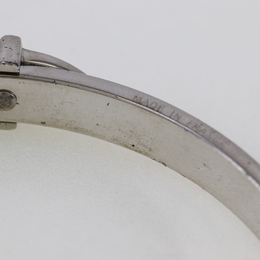 HERMES Bangle metallic Silver Belt motif Women Used Authentic