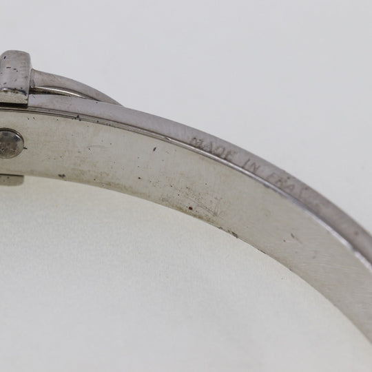 HERMES Bangle metallic Silver Belt motif Women Used Authentic