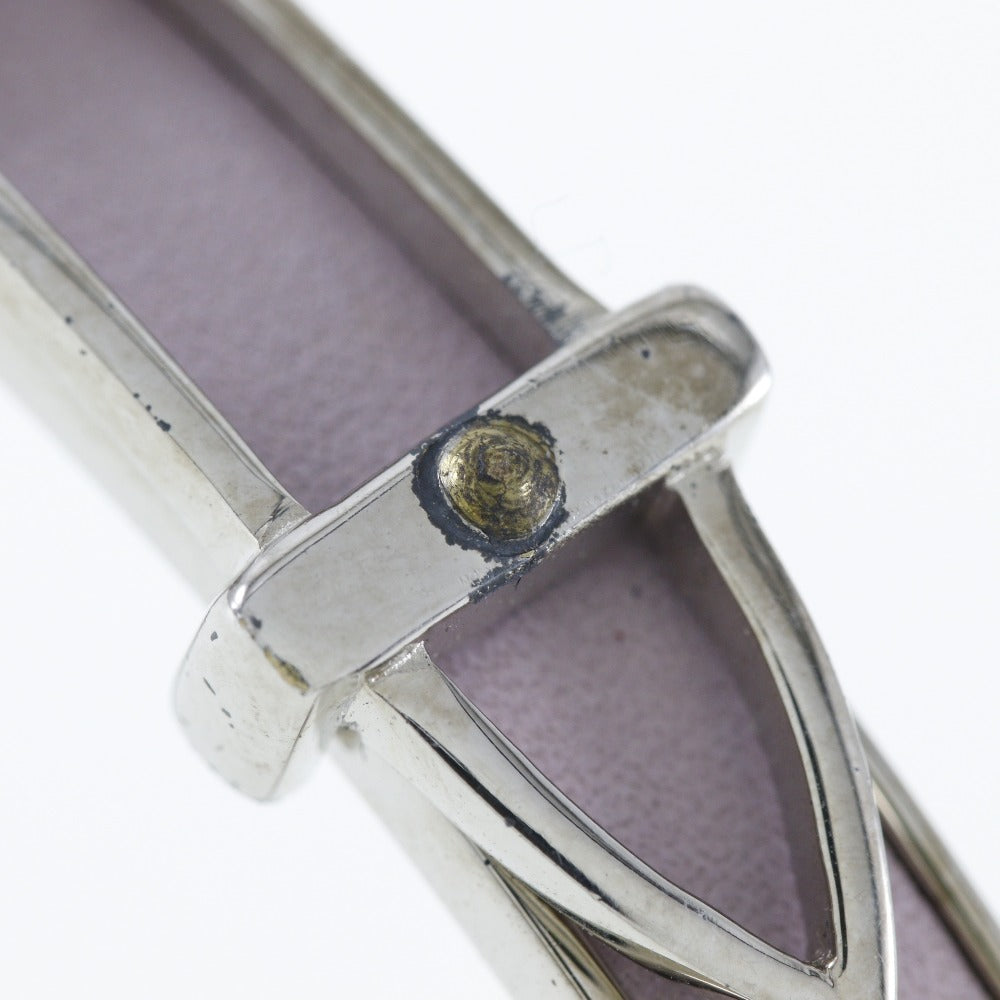 HERMES Bangle metallic Silver Belt motif Women Used Authentic