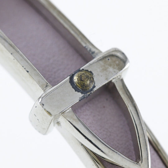 HERMES Bangle metallic Silver Belt motif Women Used Authentic