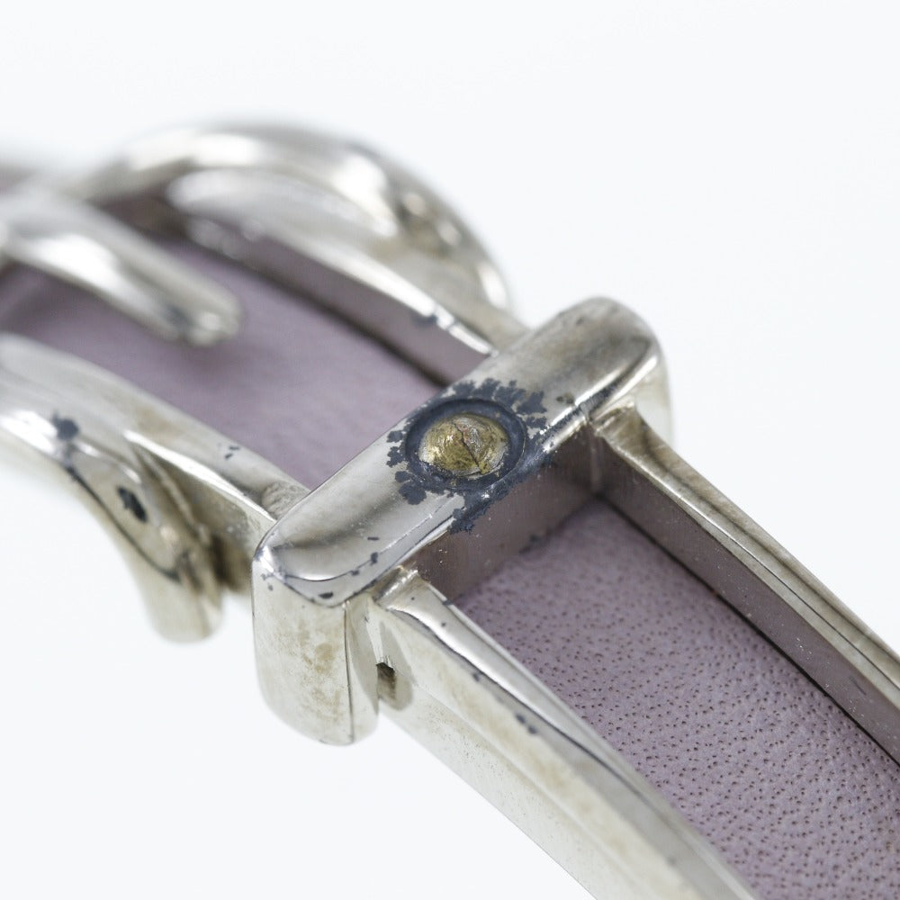 HERMES Bangle metallic Silver Belt motif Women Used Authentic
