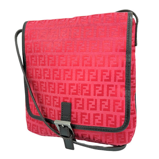 FENDI Shoulder Bag 8BT052 Canvas, leather Red Zucca Women Used Authentic