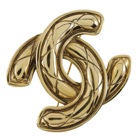 CHANEL Brooch Plated Gold gold Matrasse COCO Mark