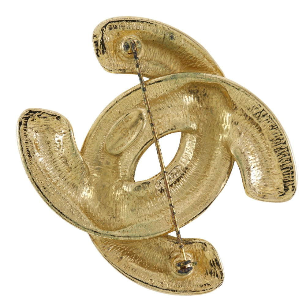CHANEL Brooch Plated Gold gold Matrasse COCO Mark