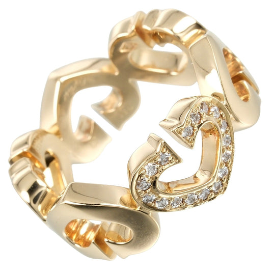 CARTIER Ring K18 pink gold, diamond gold C heart Women 47 Used Authentic