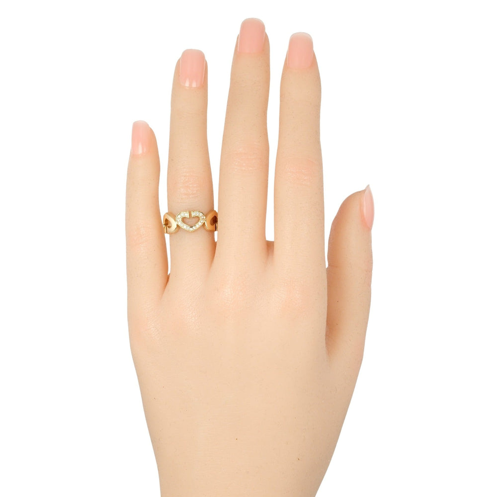 CARTIER Ring K18 pink gold, diamond gold C heart Women 47 Used Authentic