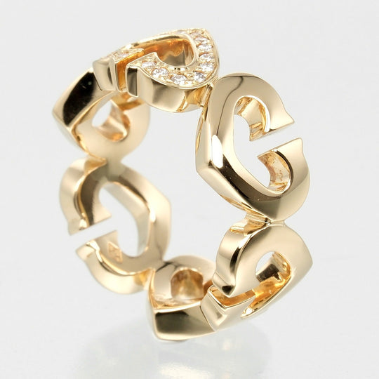 CARTIER Ring K18 pink gold, diamond gold C heart Women 47 Used Authentic
