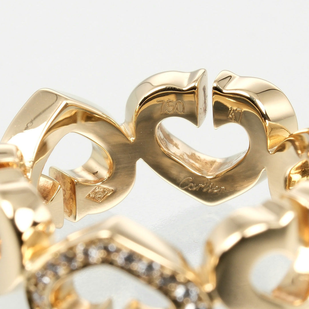 CARTIER Ring K18 pink gold, diamond gold C heart Women 47 Used Authentic