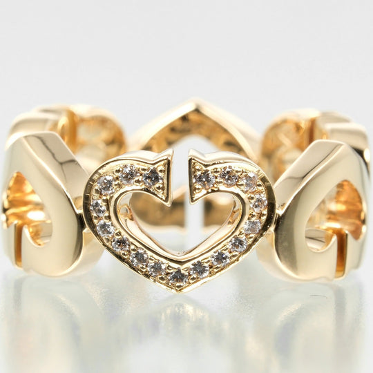 CARTIER Ring K18 pink gold, diamond gold C heart Women 47 Used Authentic