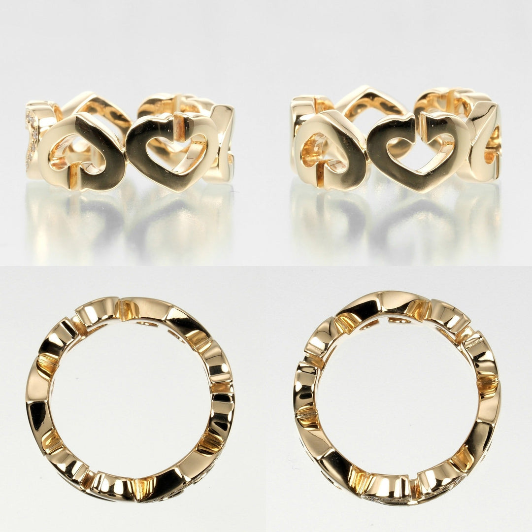CARTIER Ring K18 pink gold, diamond gold C heart Women 47 Used Authentic