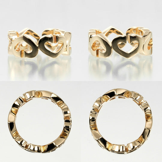 CARTIER Ring K18 pink gold, diamond gold C heart Women 47 Used Authentic