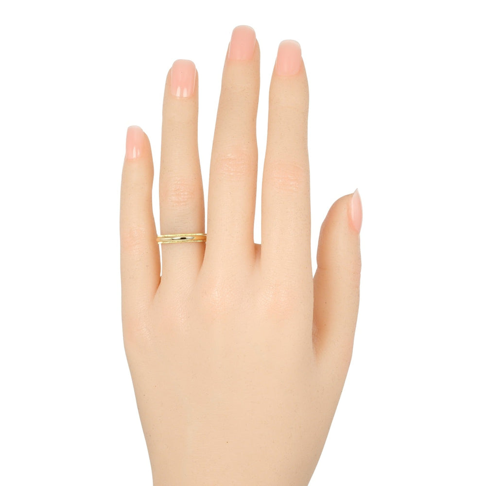 TIFFANY&Co. Ring K18 yellow gold gold 0.1" model Gathered Milgrain Women Used Authentic