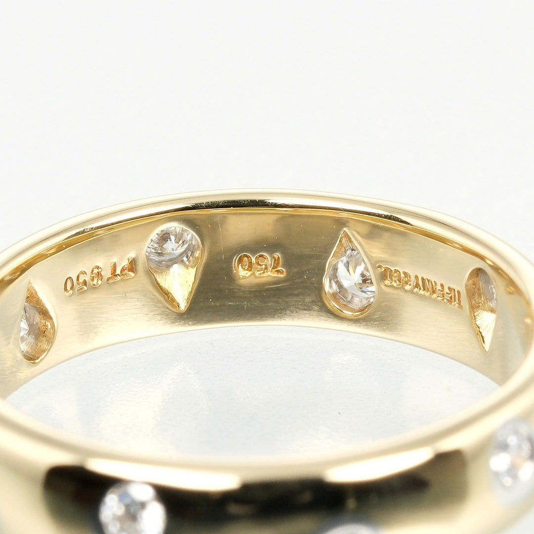 TIFFANY&Co. Ring K18 Yellow Gold, Pt950Platinum, Diamond gold Dots Women Used Authentic